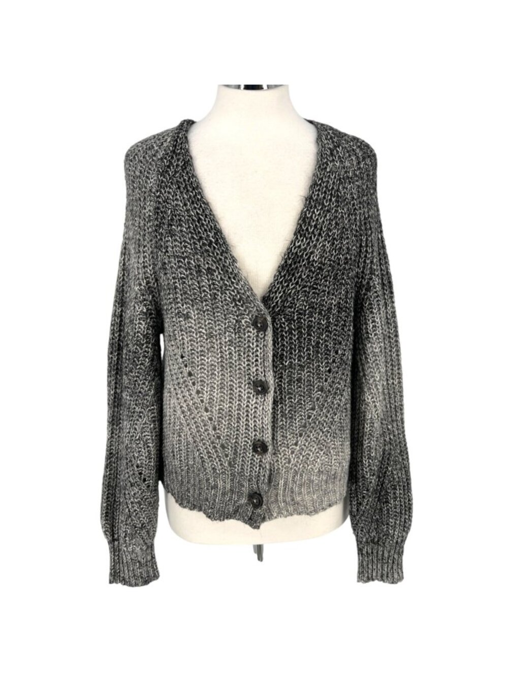 Natural Reflections Grey Button-Front Cardigan Sweater Cozy Casual Size Medium